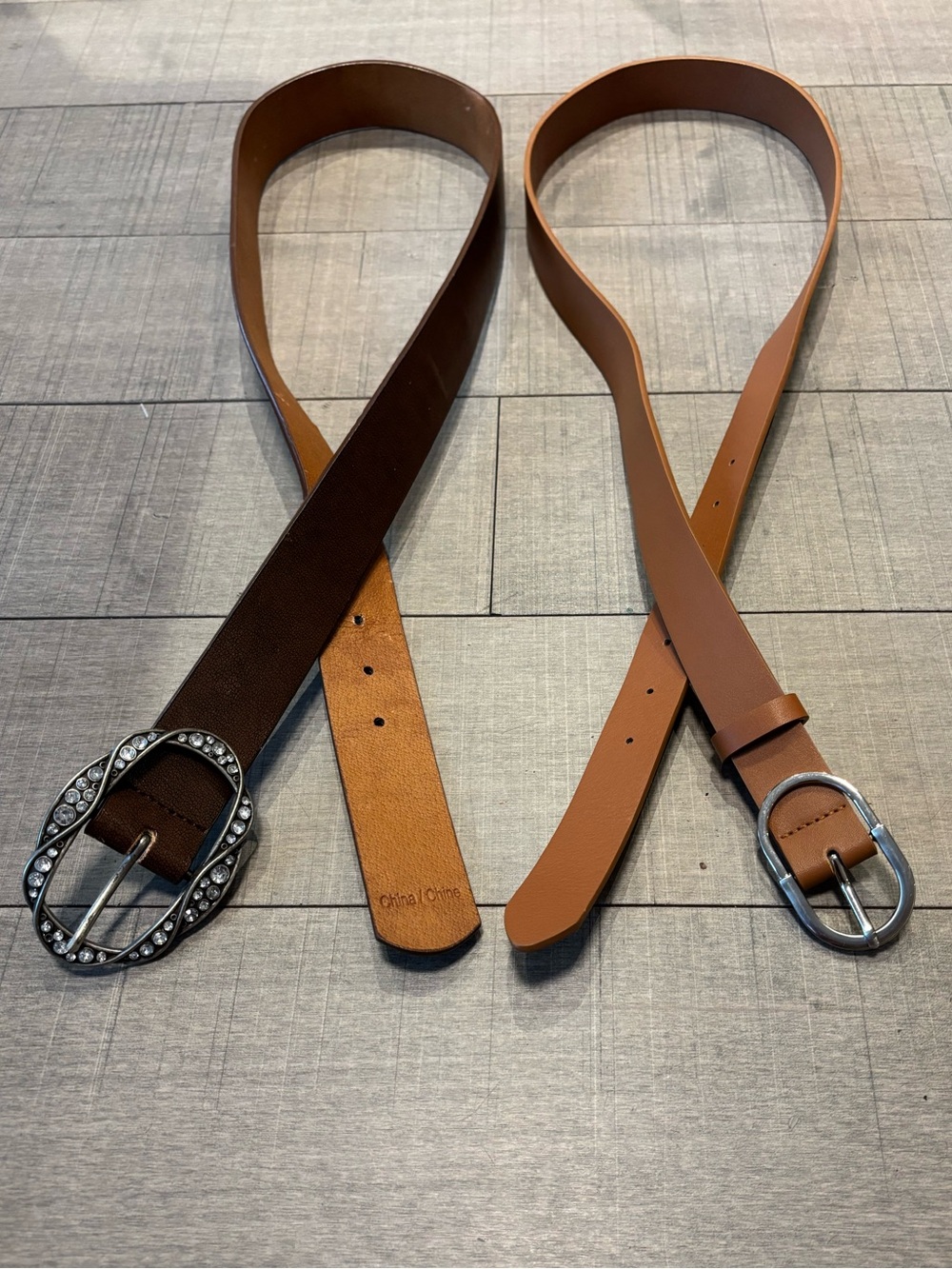 ♠️BOTH BELTS♠️2 belts-1 Rhinestone Western, 1 Classic Tan